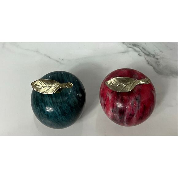 VINTAGE Marble Apples Set of 2 - Picture 2 of 3